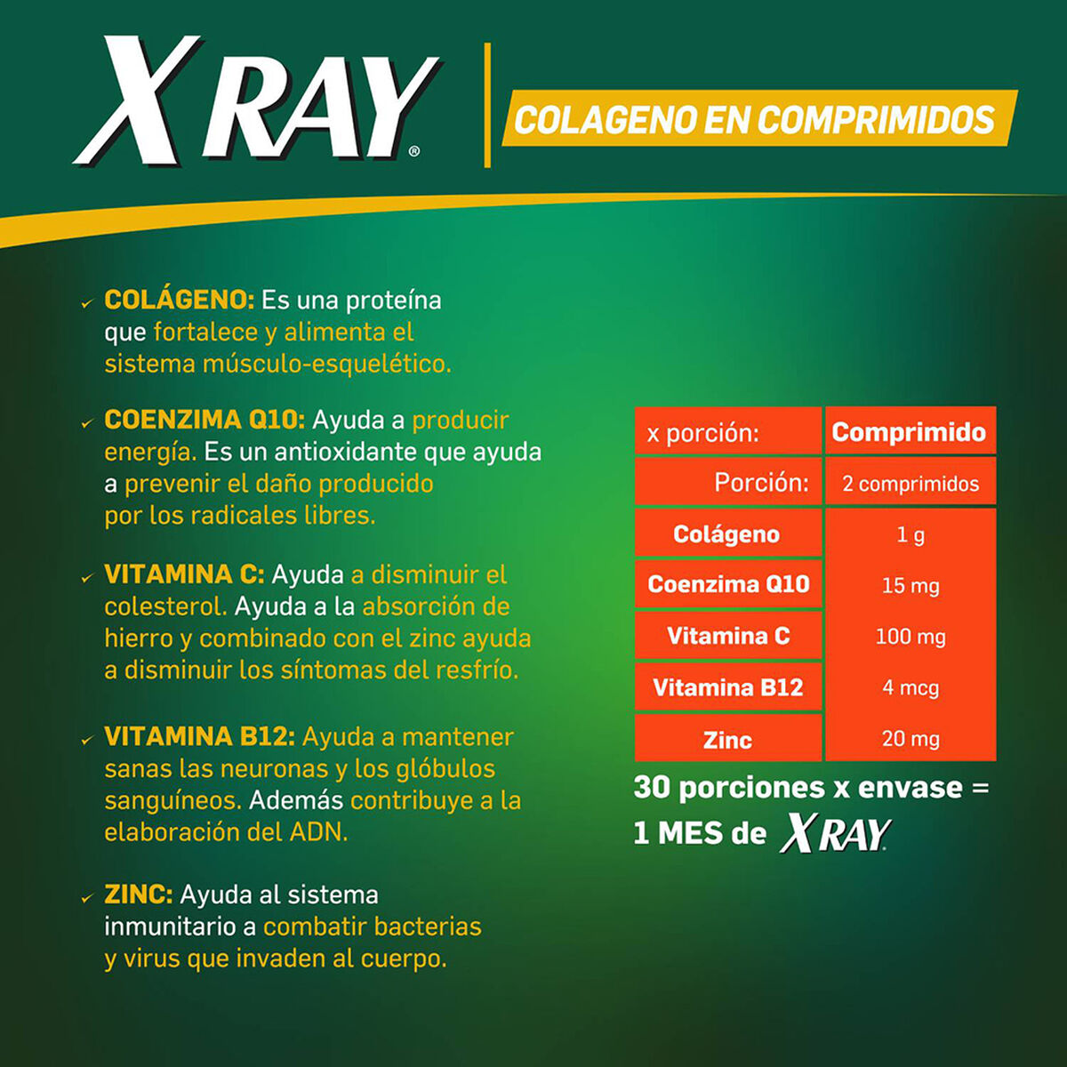 X Ray Colágeno 60 Comprimidos