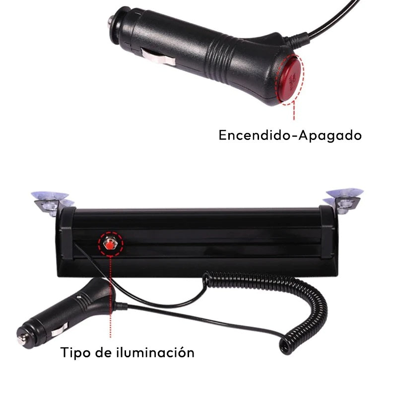 Baliza Parabrisa Led Estroboscopica Azul Rojo Bomberos 12v