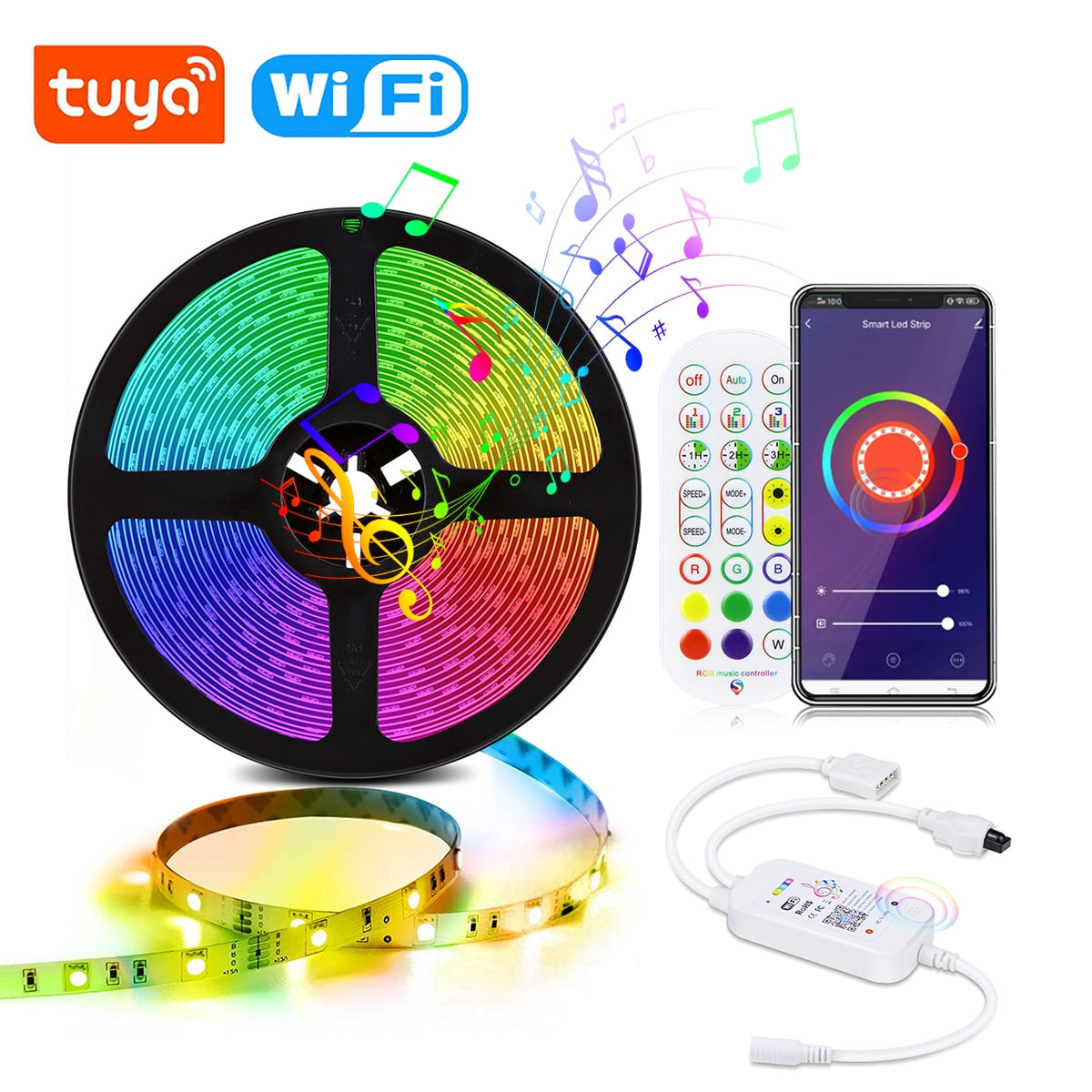 Tira Cinta Luces Led Rgb Wifi 10 Mt Total App Tuya +conector